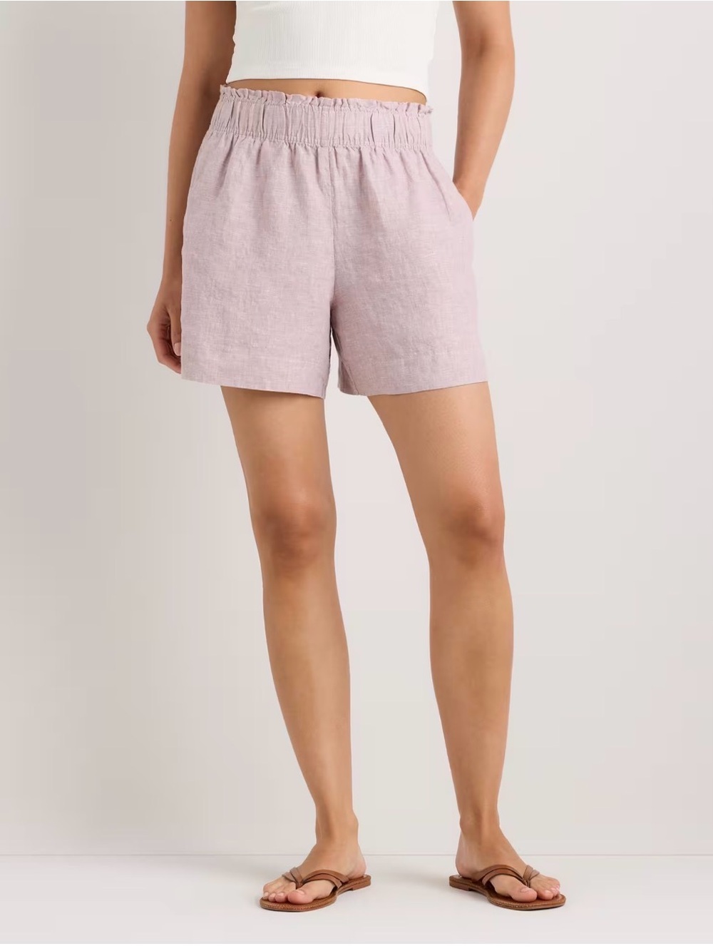 Quince 100% European Linen High Waisted Shorts